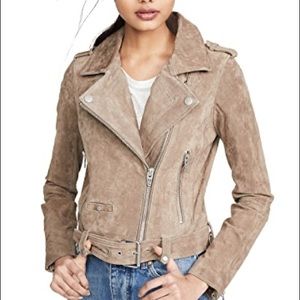 Blank NYC taupe suede Moto jacket